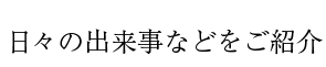 日々の出来事などをご紹介